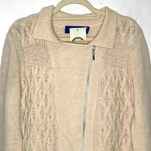 Aran Crafts NWT Cable Knit Irish Wool Sweater Cardigan Asymmetrical Zip Front M - Picture 4 of 16